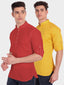 Mens Casual Slim Fit Full Sleeve Cotton Kurta (Pack 2)