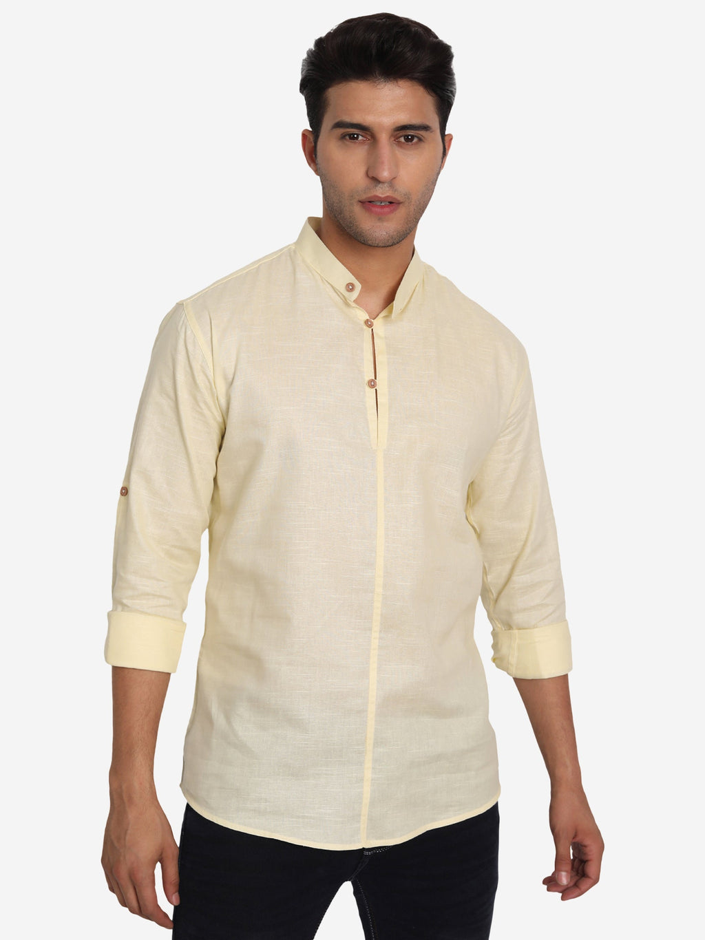 Men Double Button Slim Fit Casual Kurta