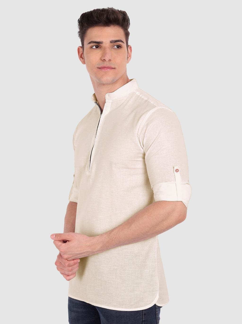 Mens Casual ZIP Style Full Sleeve Cotton Kurta