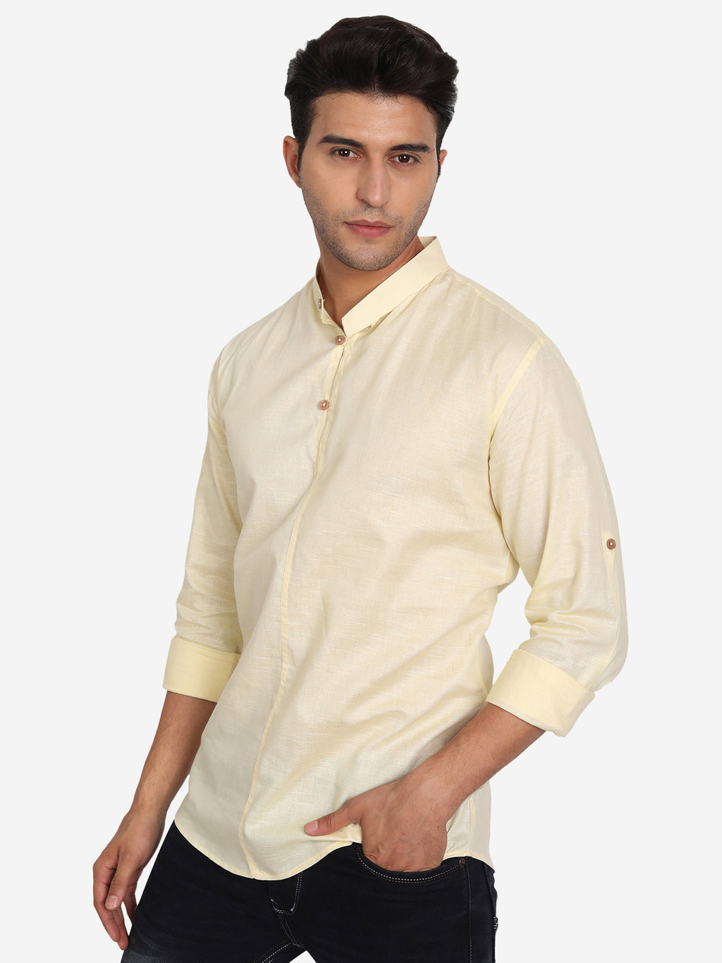 Men Double Button Slim Fit Casual Kurta