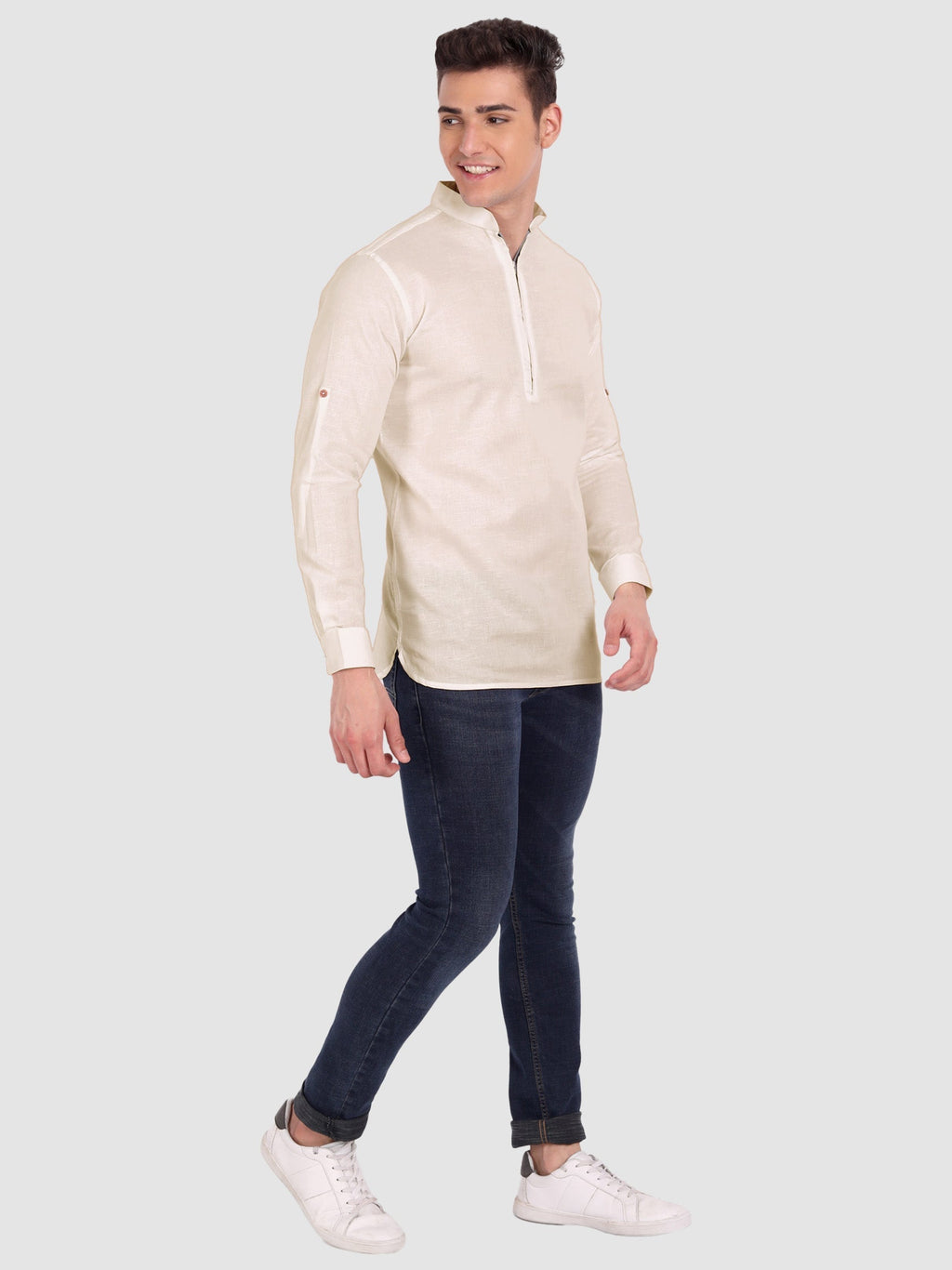 Mens Casual ZIP Style Full Sleeve Cotton Kurta