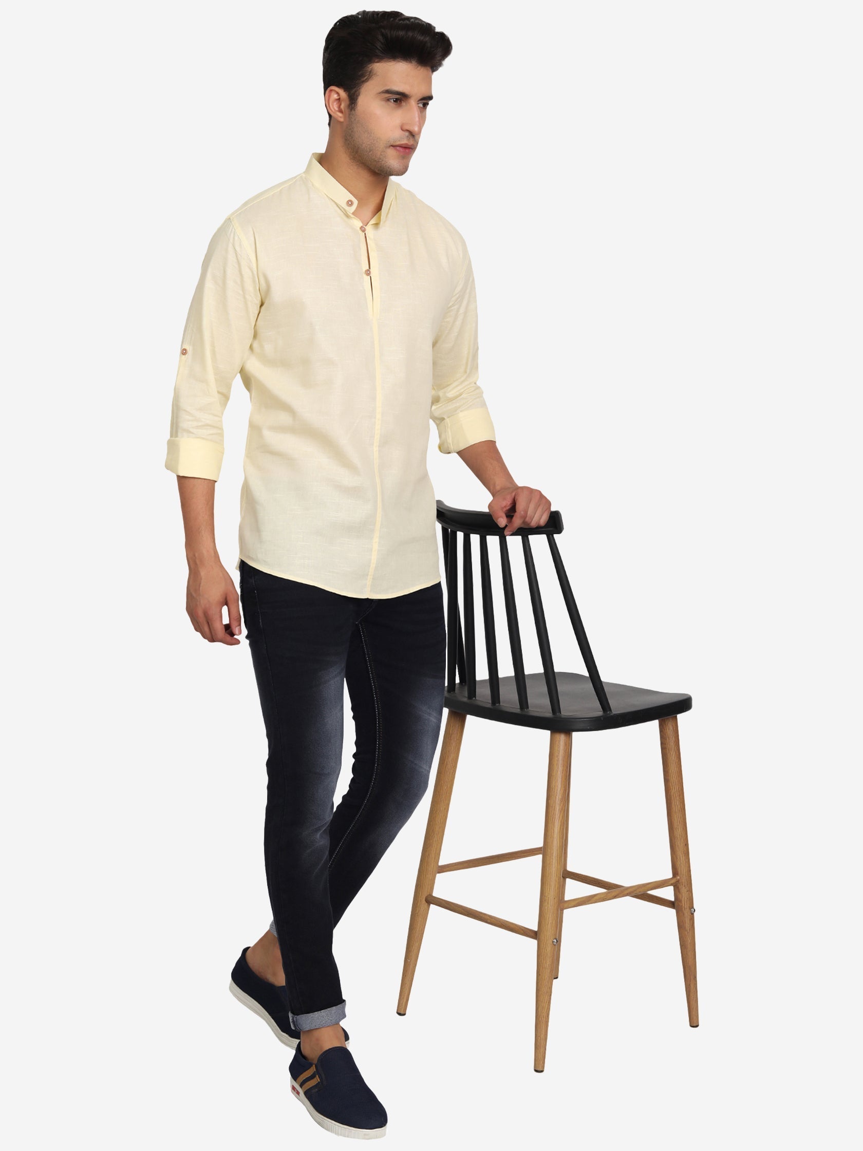 Men Double Button Slim Fit Casual Kurta