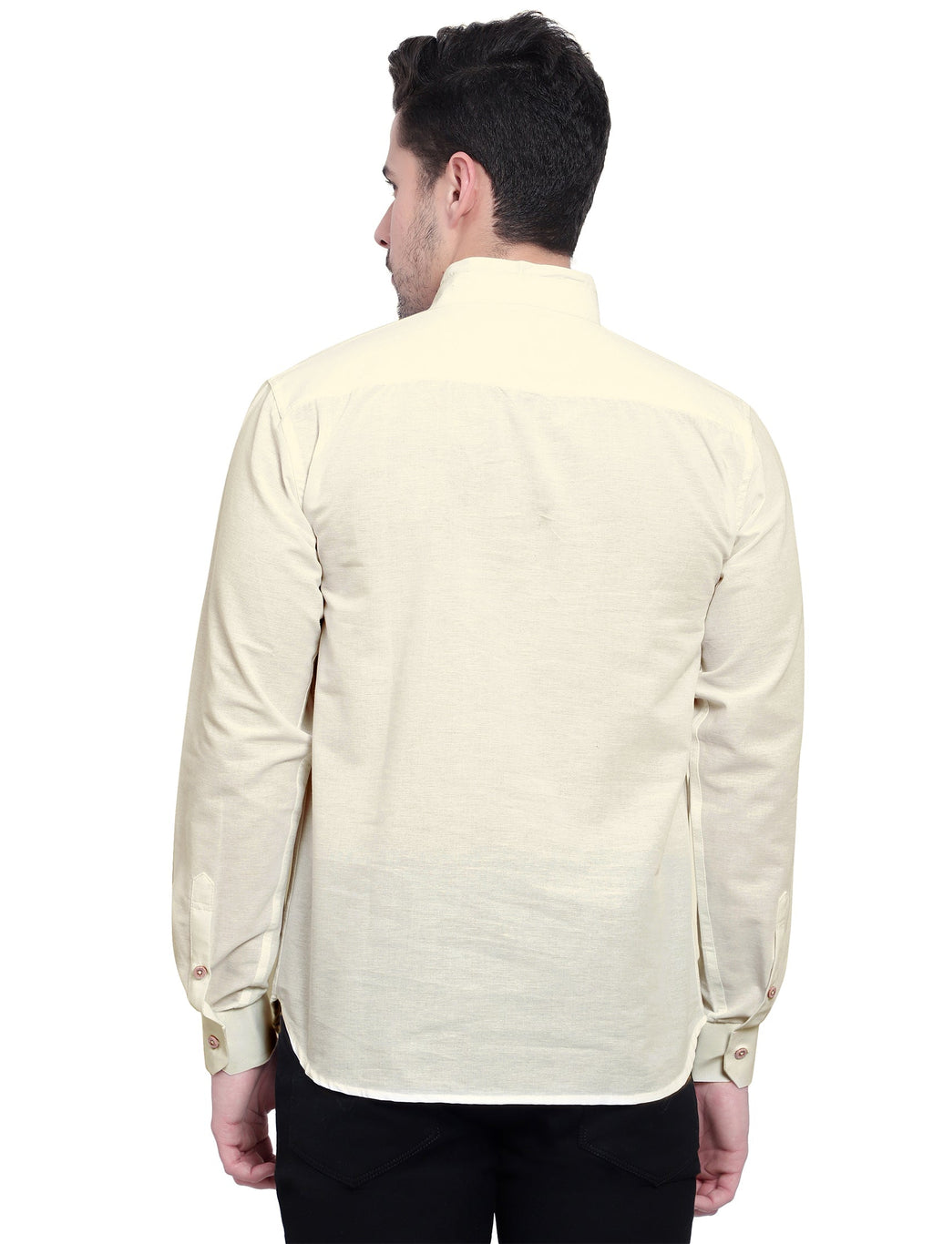 Mens Casual Slim Fit Full Sleeve Double Pocket Cotton Kurta