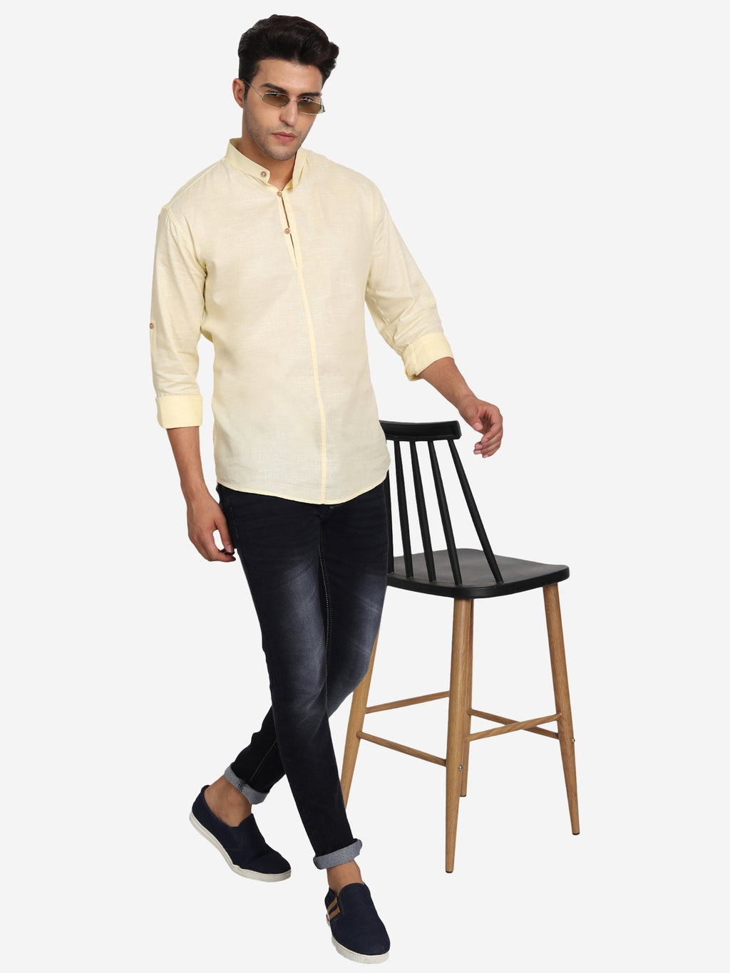 Men Double Button Slim Fit Casual Kurta