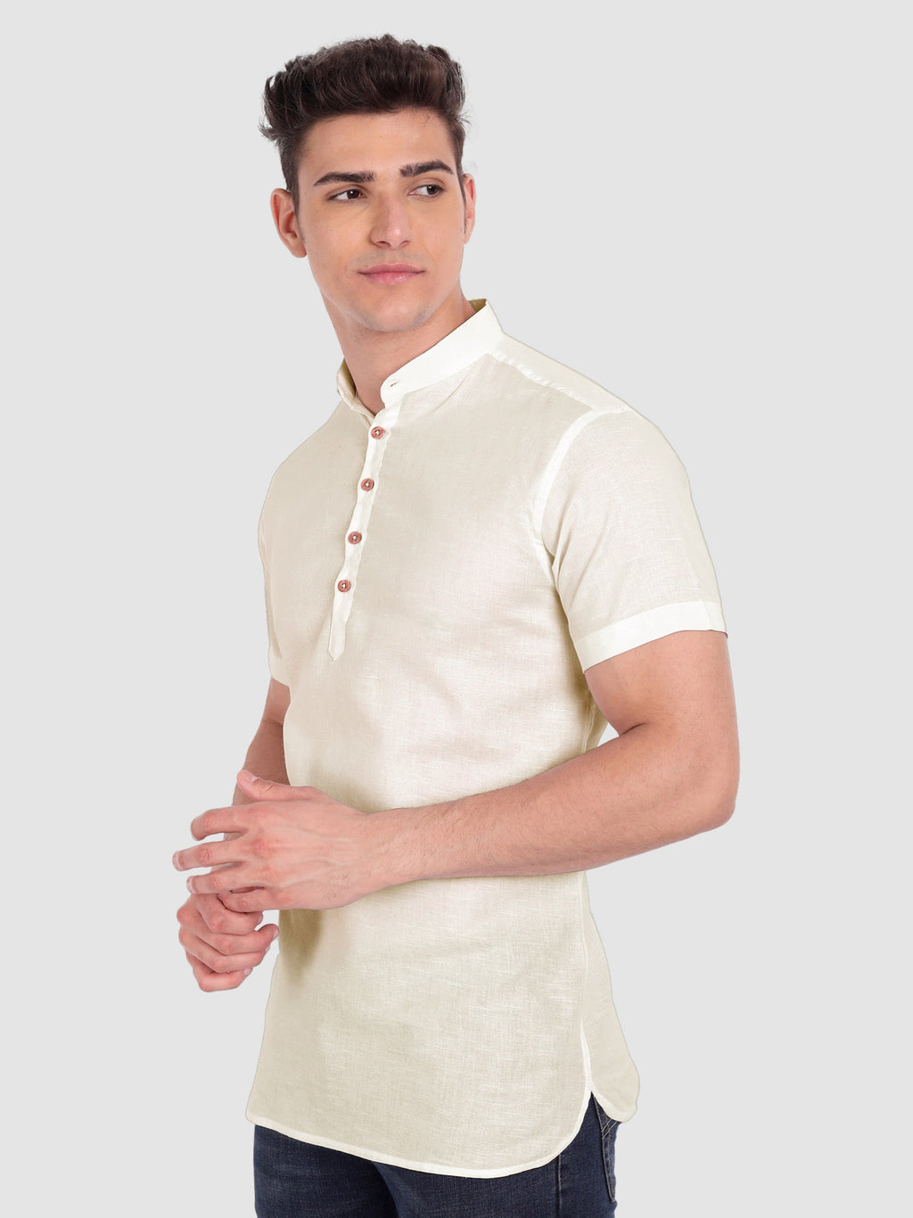 Mens Half Sleeve Casual Cotton Kurta