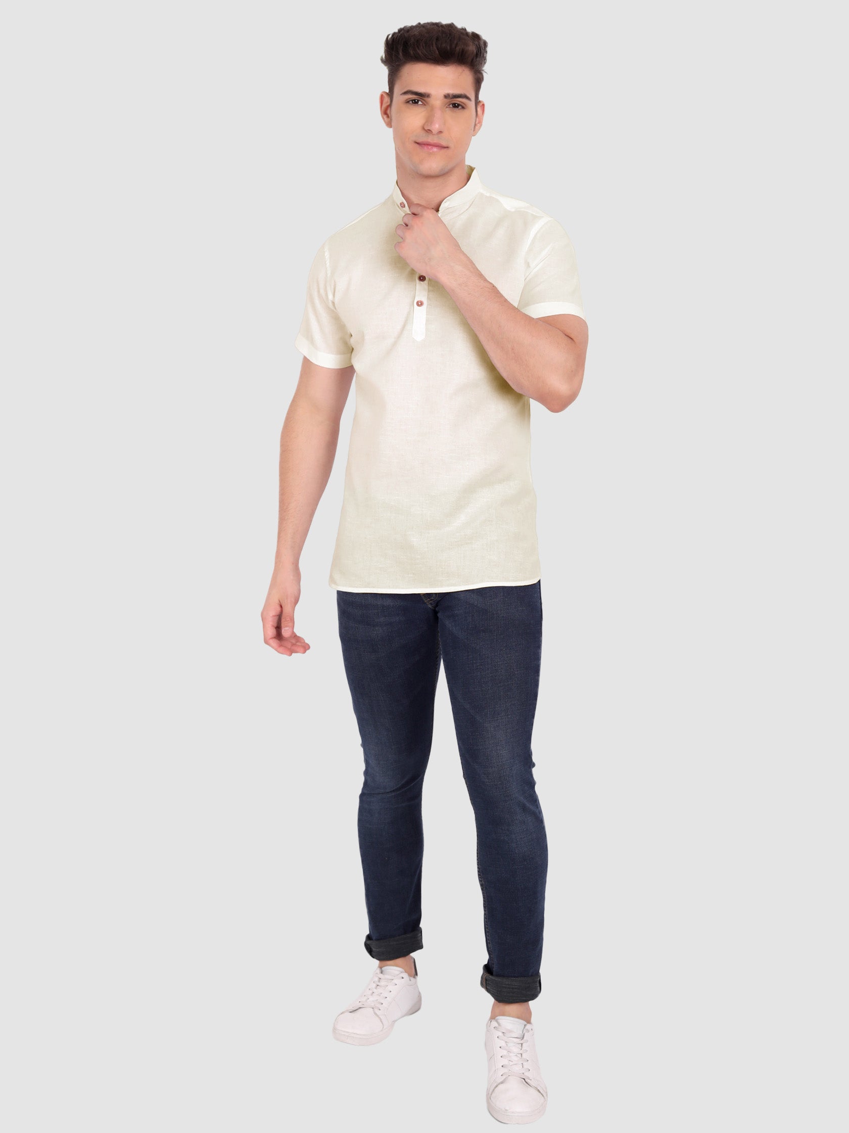 Mens Half Sleeve Casual Cotton Kurta