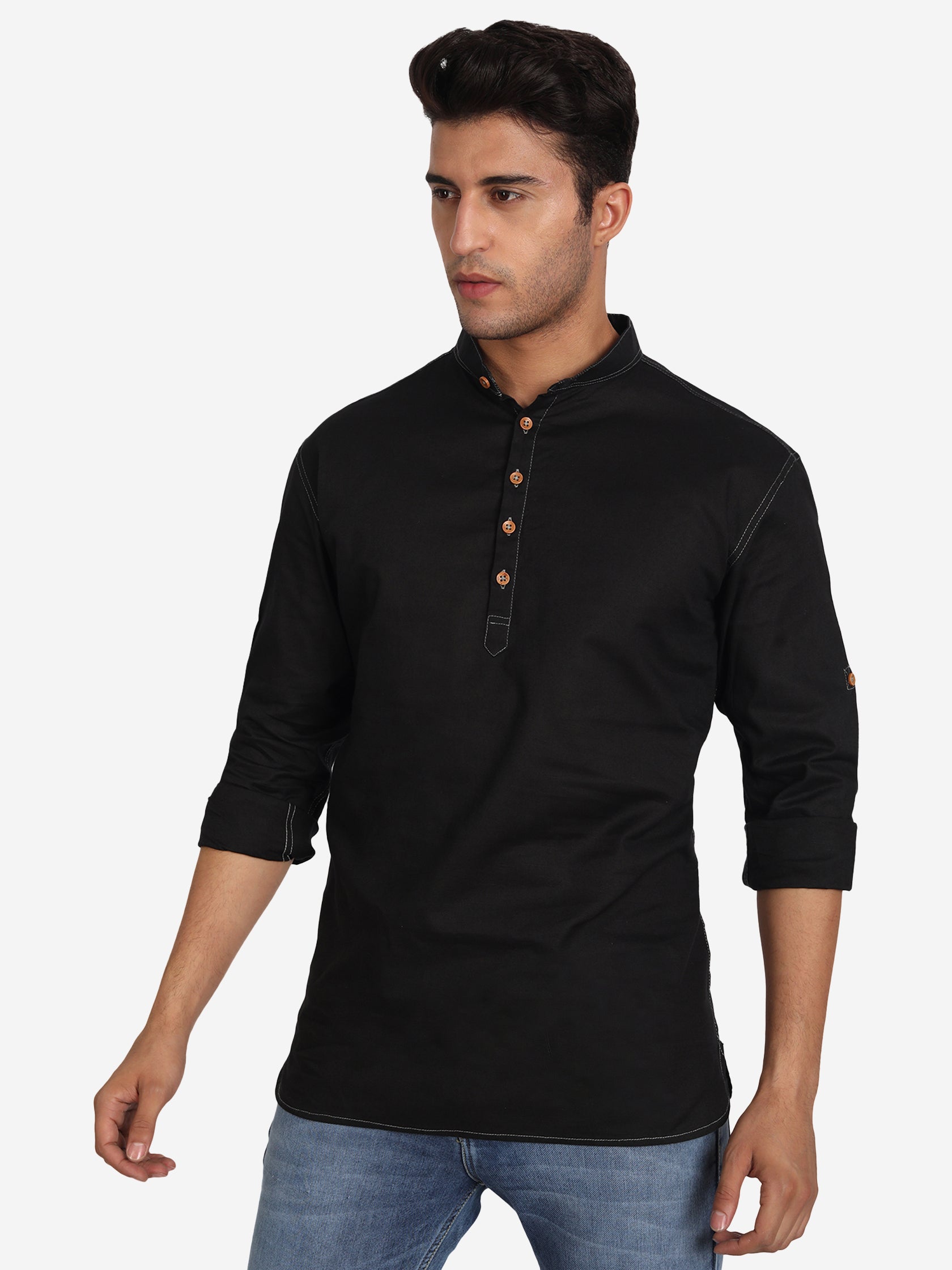 Men Cotton Slim Fit Short kurta Secondary image