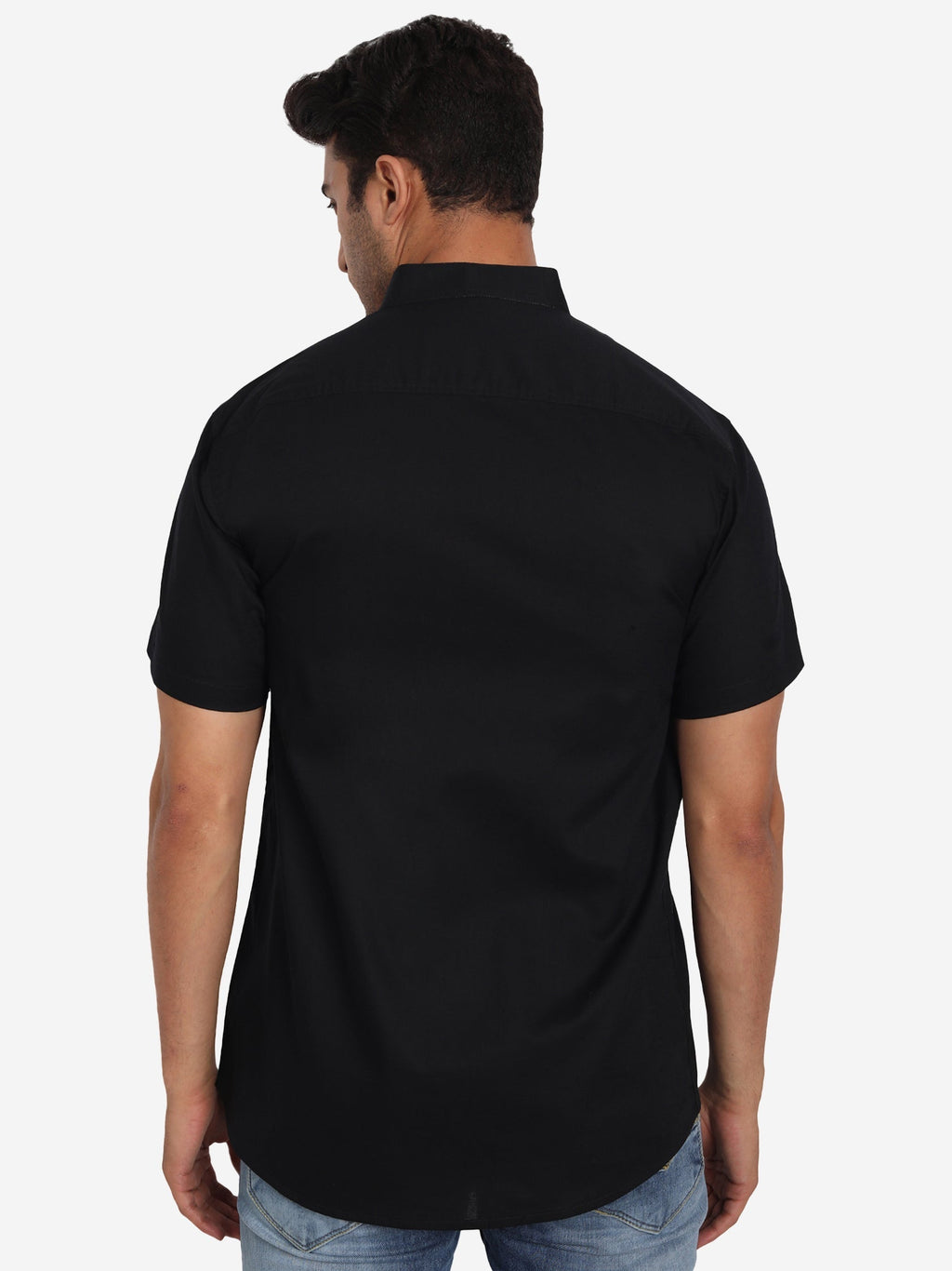 Men Pure Cotton Mandarin Collar Casual Half Sleeve Shirt