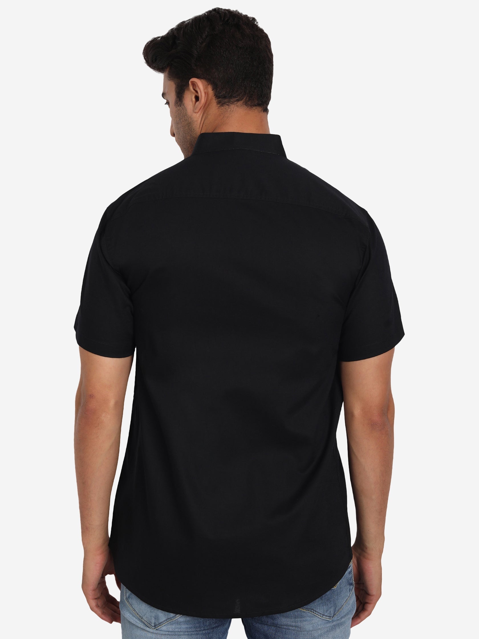 Men Pure Cotton Mandarin Collar Casual Half Sleeve Shirt