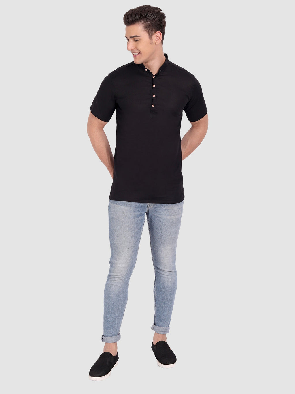 Mens Half Sleeve Casual Cotton Kurta