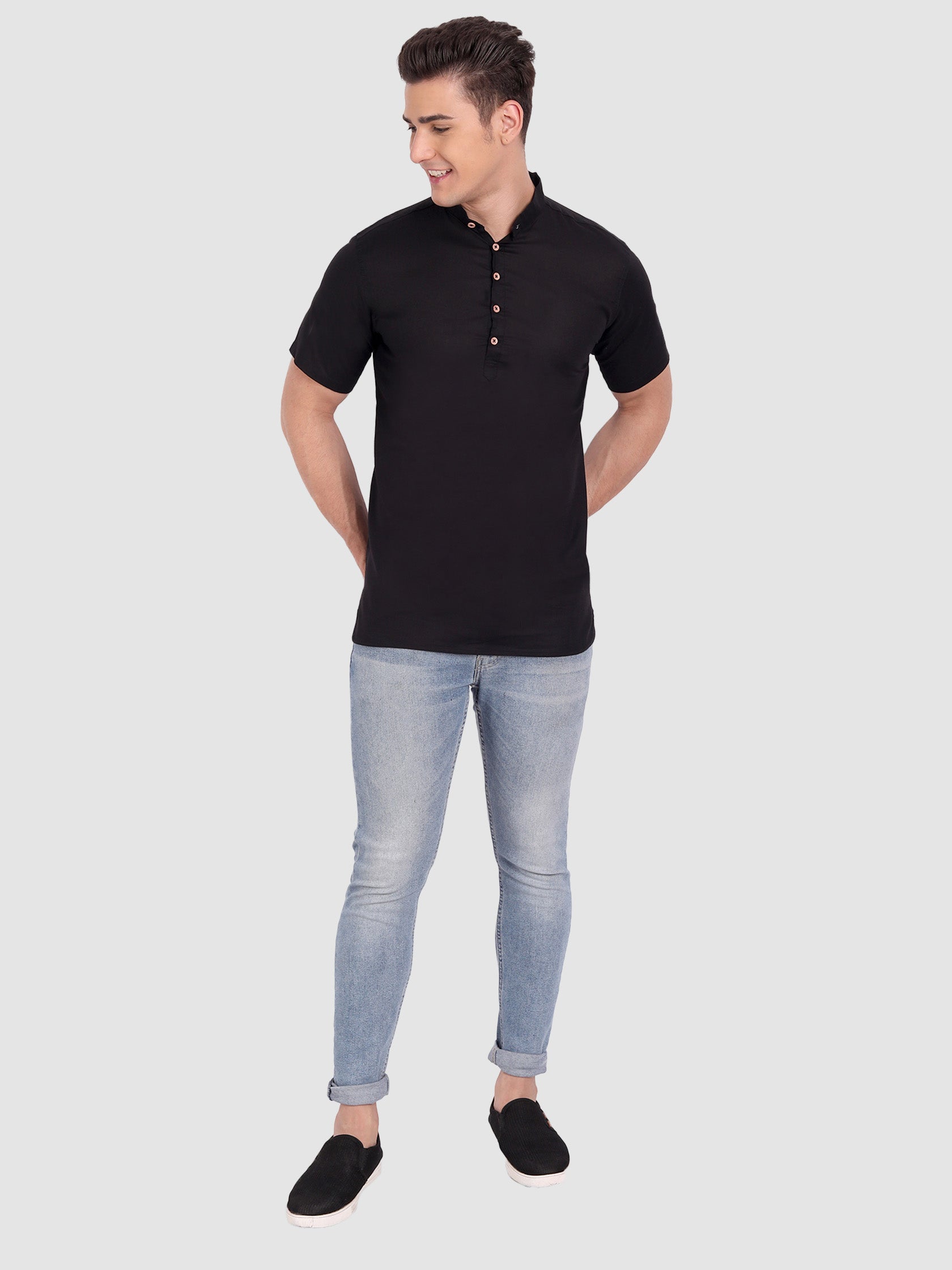 Mens Half Sleeve Casual Cotton Kurta
