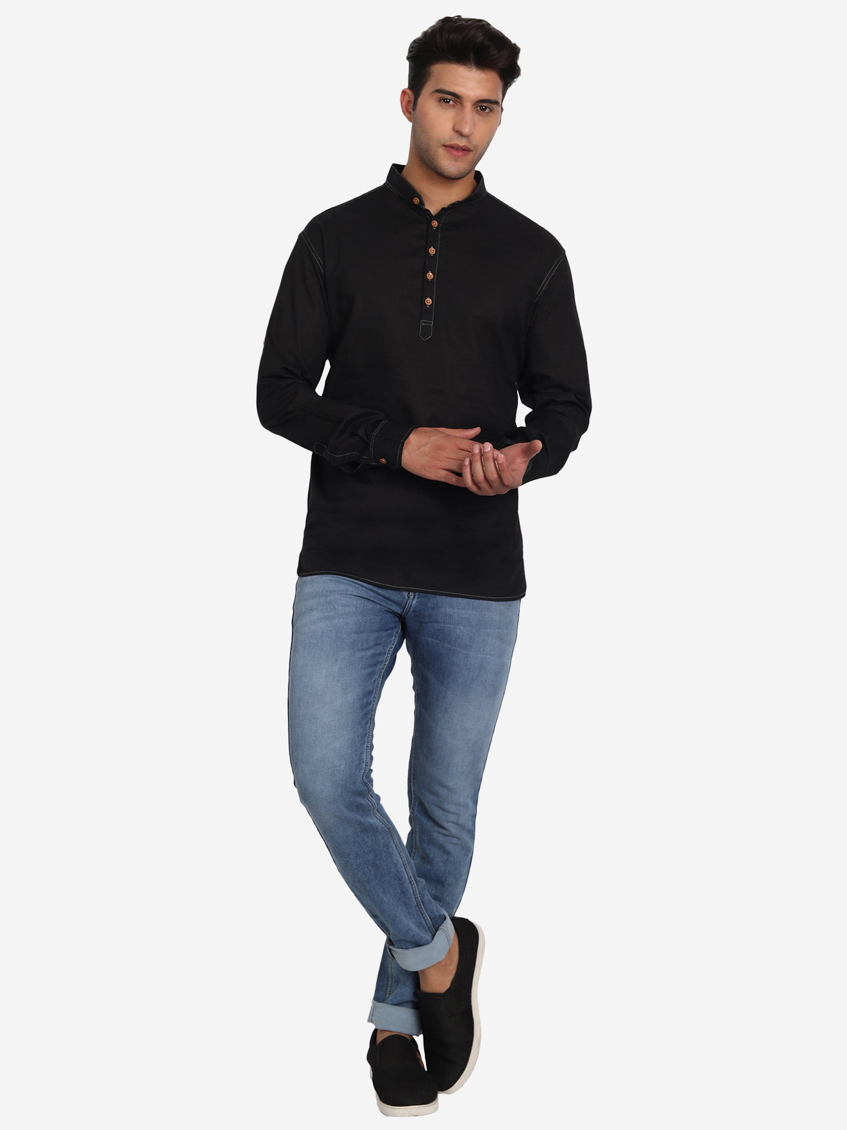 Men Cotton Slim Fit Short kurta