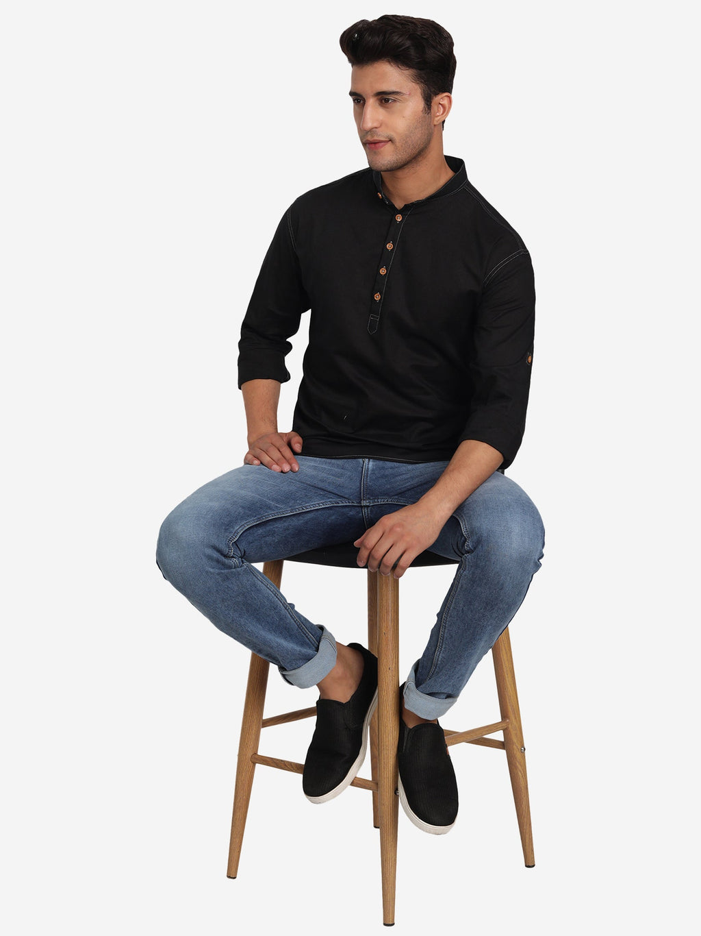 Men Cotton Slim Fit Short kurta