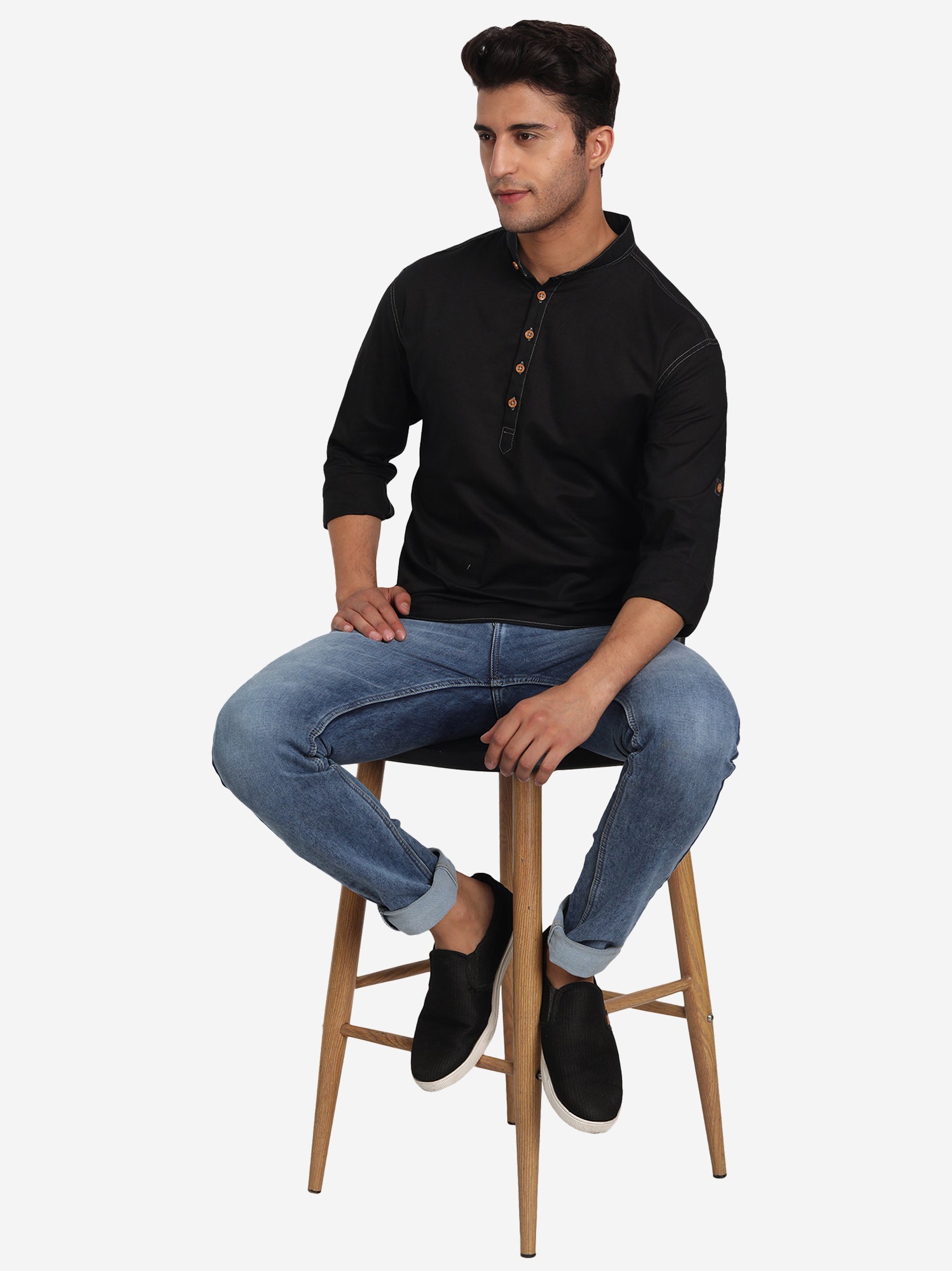 Men Cotton Slim Fit Short kurta