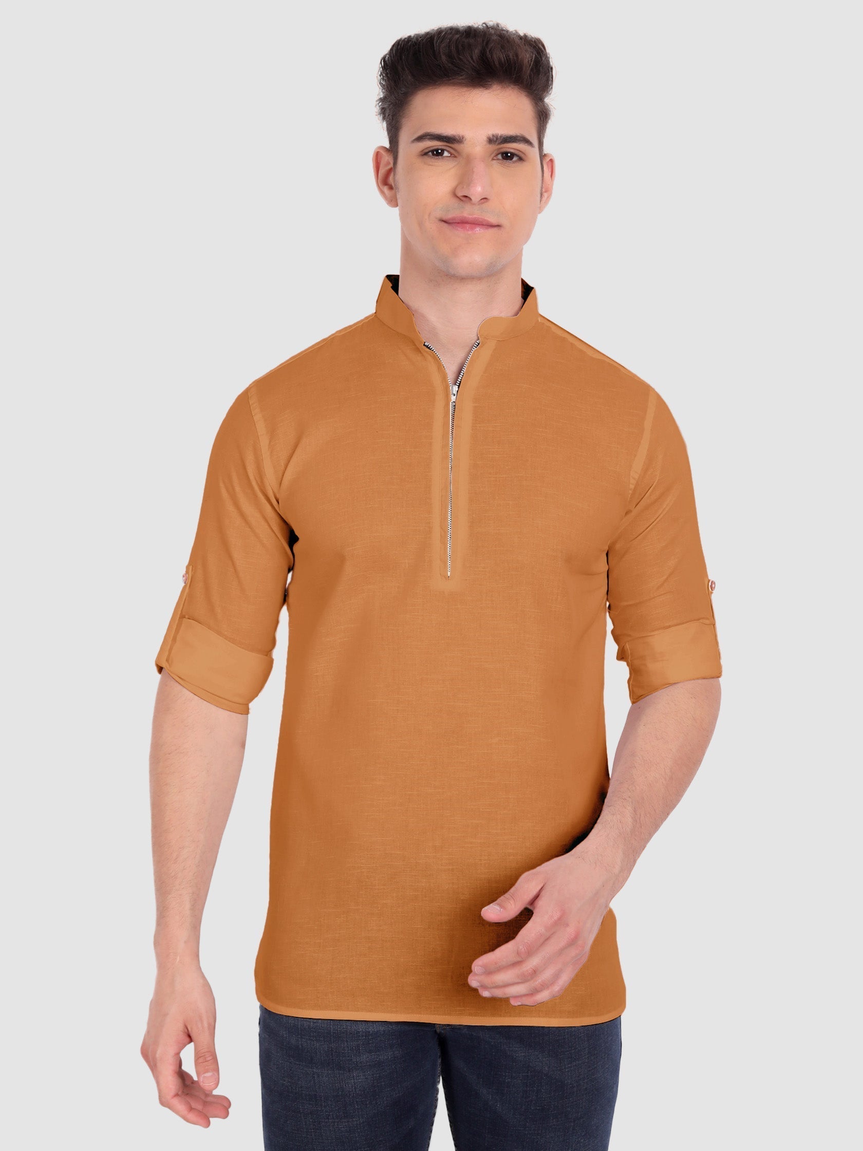 Mens Casual ZIP Style Full Sleeve Cotton Kurta Main image