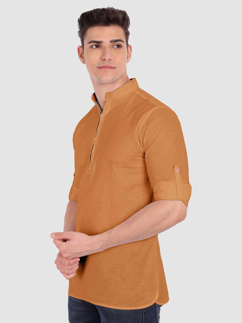 Mens Casual ZIP Style Full Sleeve Cotton Kurta