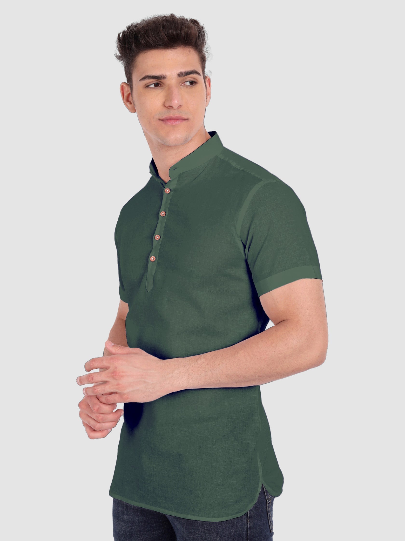 Mens Half Sleeve Casual Cotton Kurta