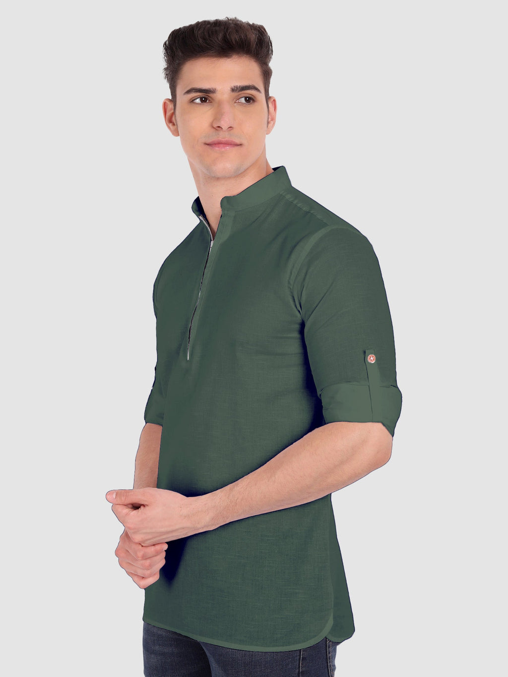 Mens Casual ZIP Style Full Sleeve Cotton Kurta