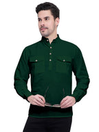 Mens Casual Slim Fit Full Sleeve Double Pocket Cotton Kurta