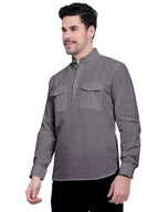 Mens Casual Slim Fit Full Sleeve Double Pocket Cotton Kurta