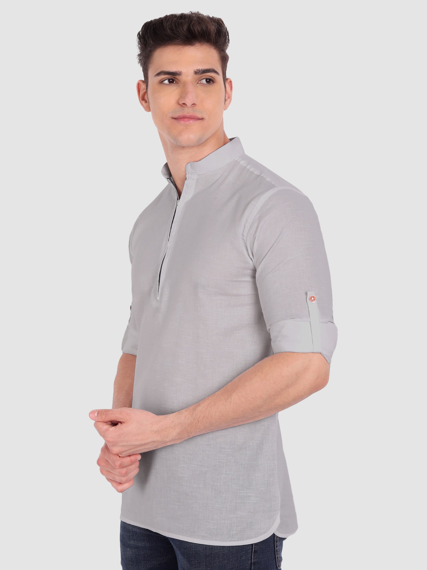Mens Casual ZIP Style Full Sleeve Cotton Kurta