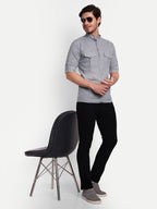Mens Casual Slim Fit Full Sleeve Double Pocket Cotton Trendy Kurta