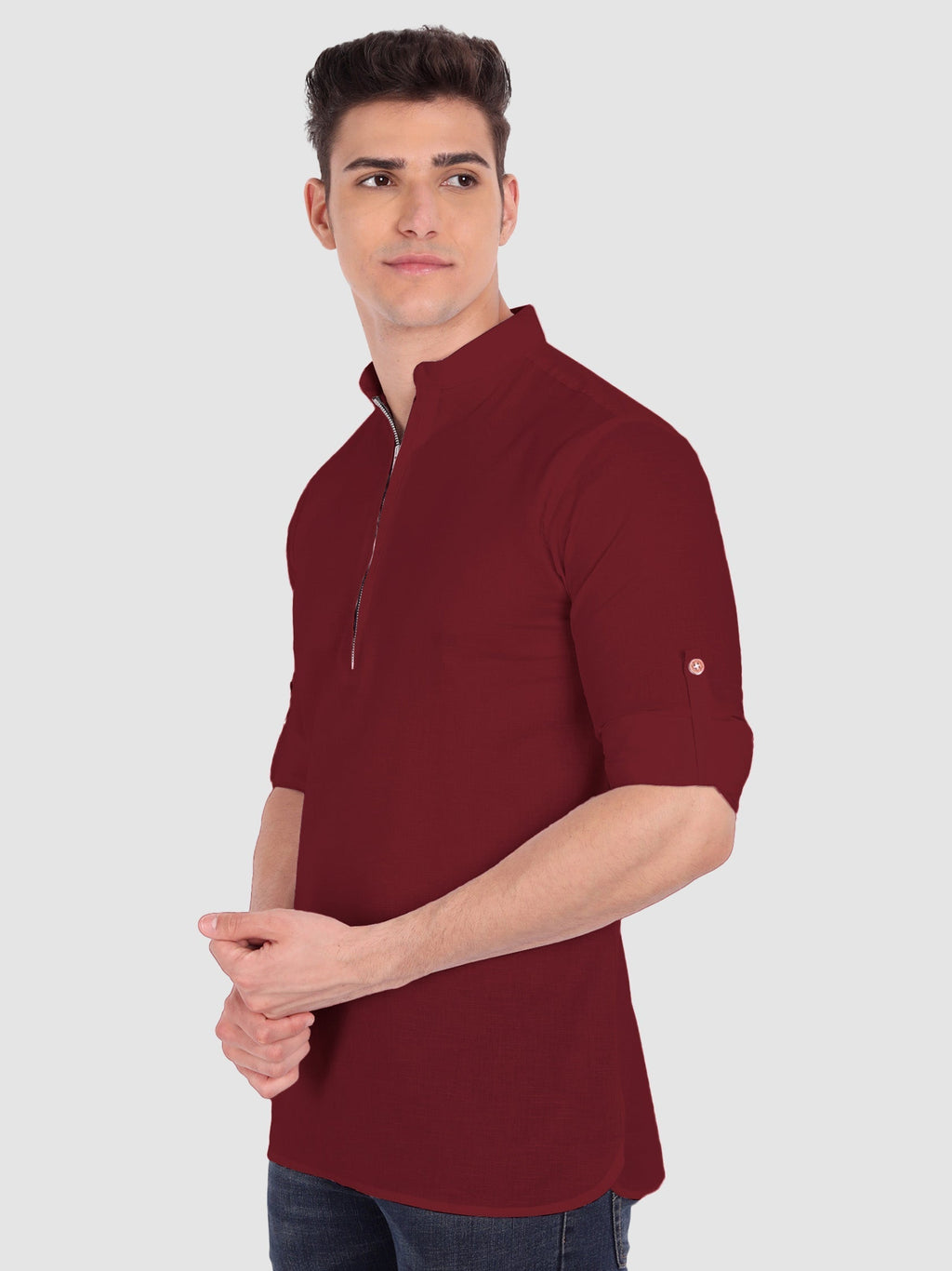 Mens Casual ZIP Style Full Sleeve Cotton Kurta