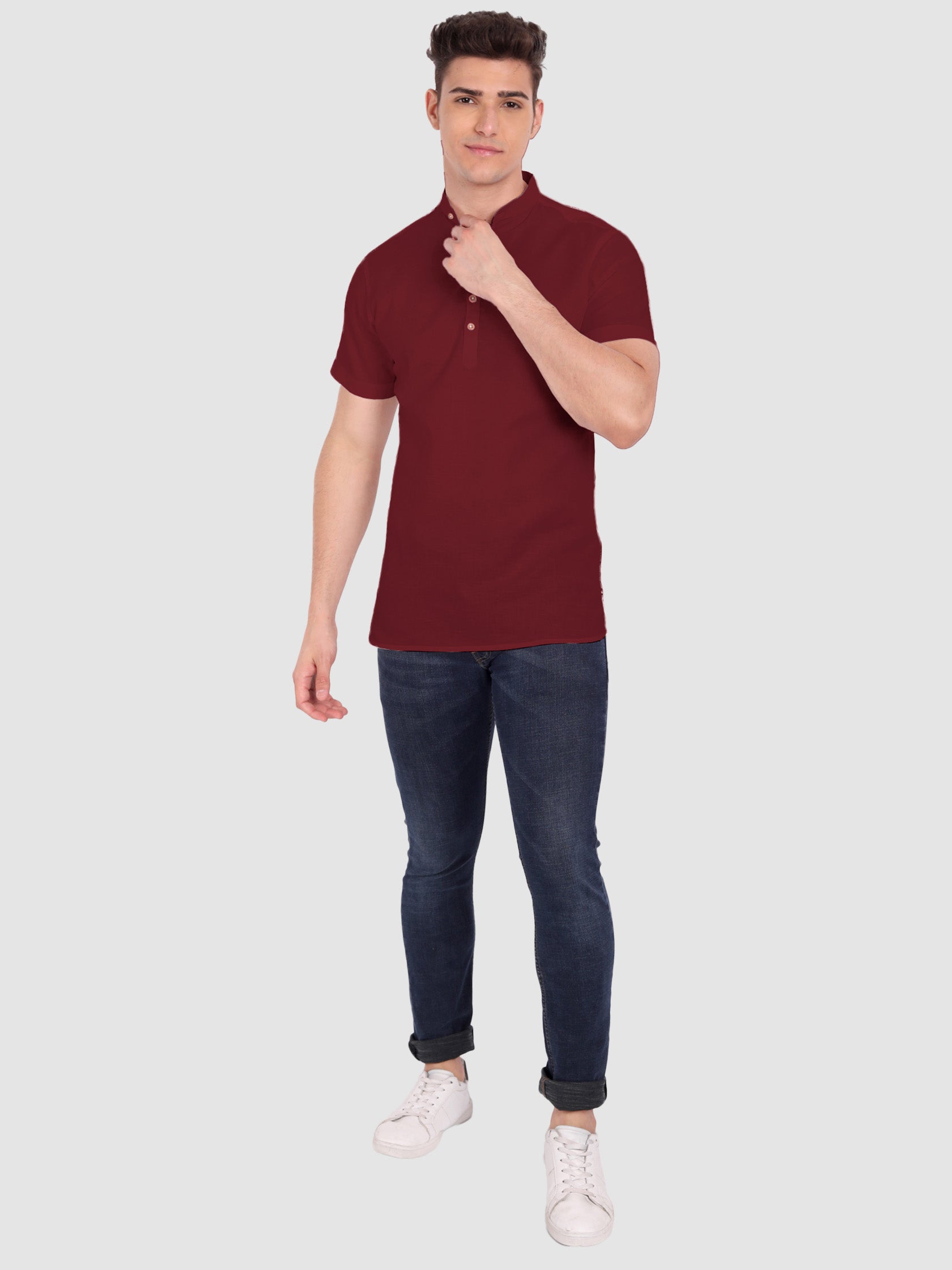Mens Half Sleeve Casual Cotton Kurta
