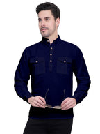 Mens Casual Slim Fit Full Sleeve Double Pocket Cotton Kurta