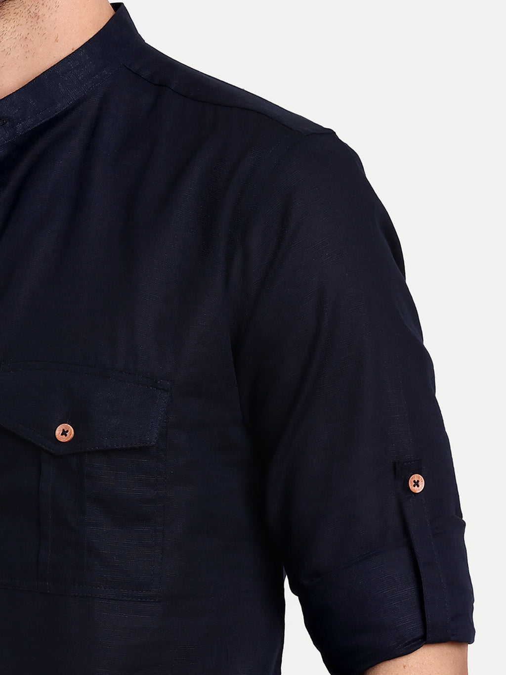 Mens Casual Slim Fit Full Sleeve Double Pocket Cotton Trendy Kurta