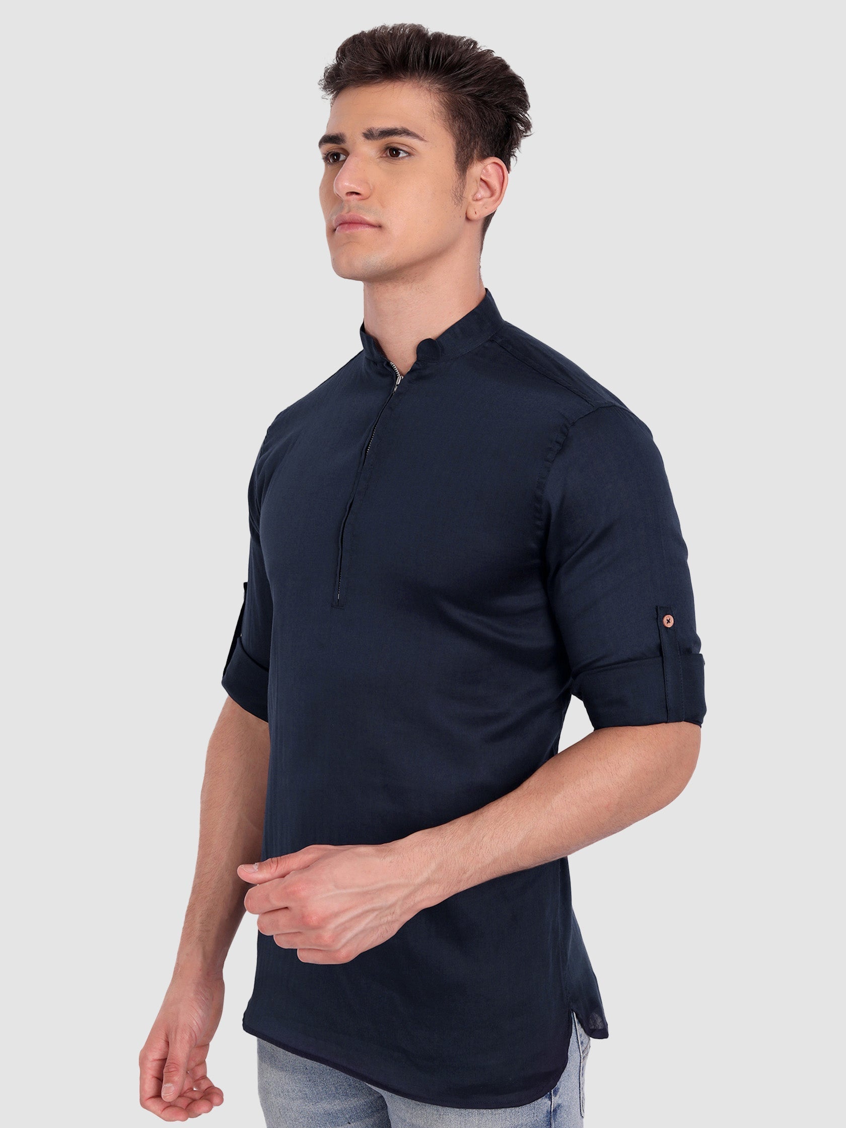 Mens Casual ZIP Style Full Sleeve Cotton Kurta