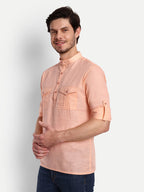 Mens Casual Slim Fit Full Sleeve Double Pocket Cotton Trendy Kurta