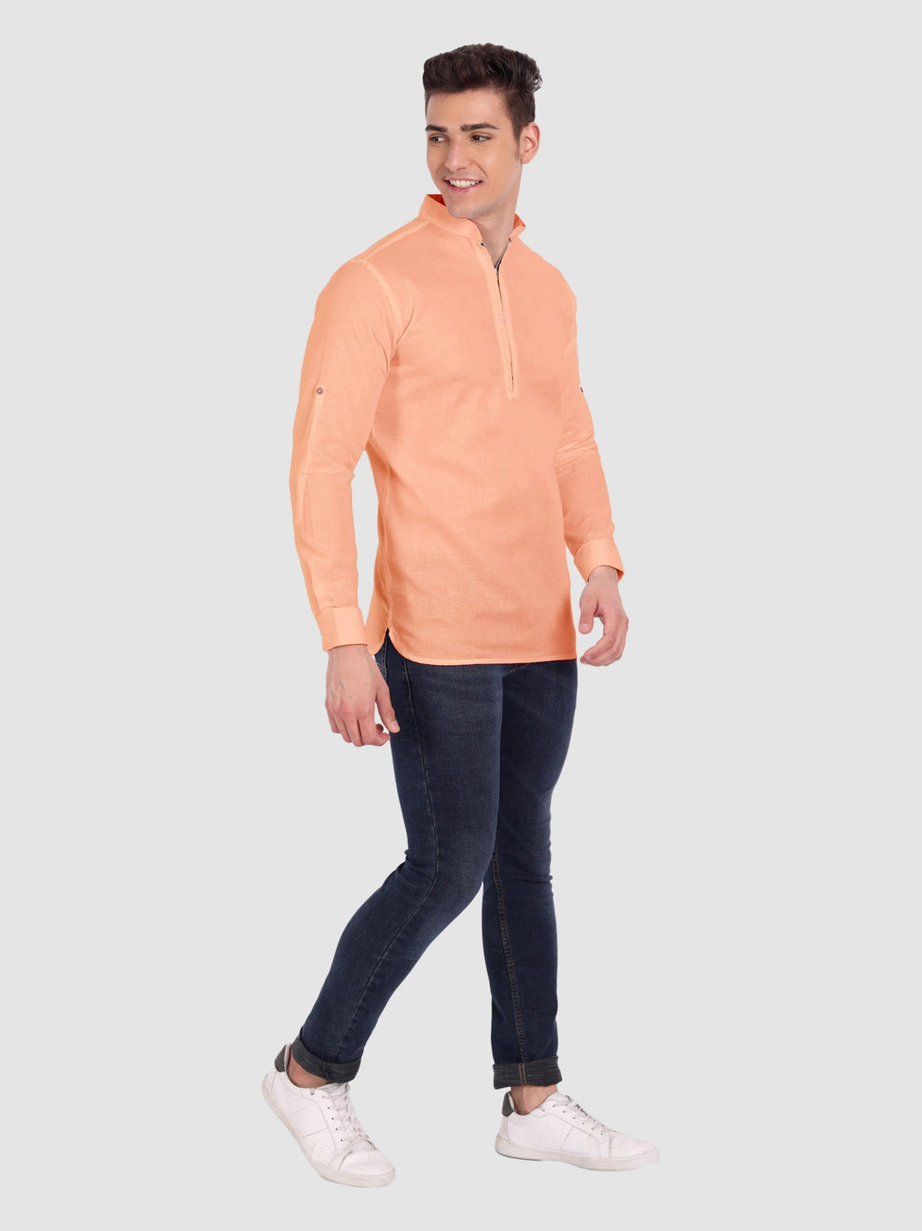 Mens Casual ZIP Style Full Sleeve Cotton Kurta
