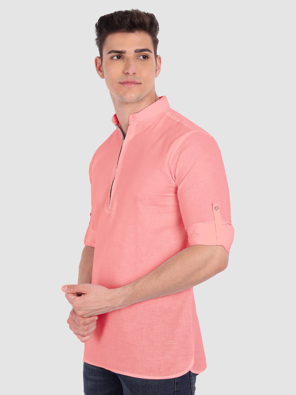 Mens Casual ZIP Style Full Sleeve Cotton Kurta
