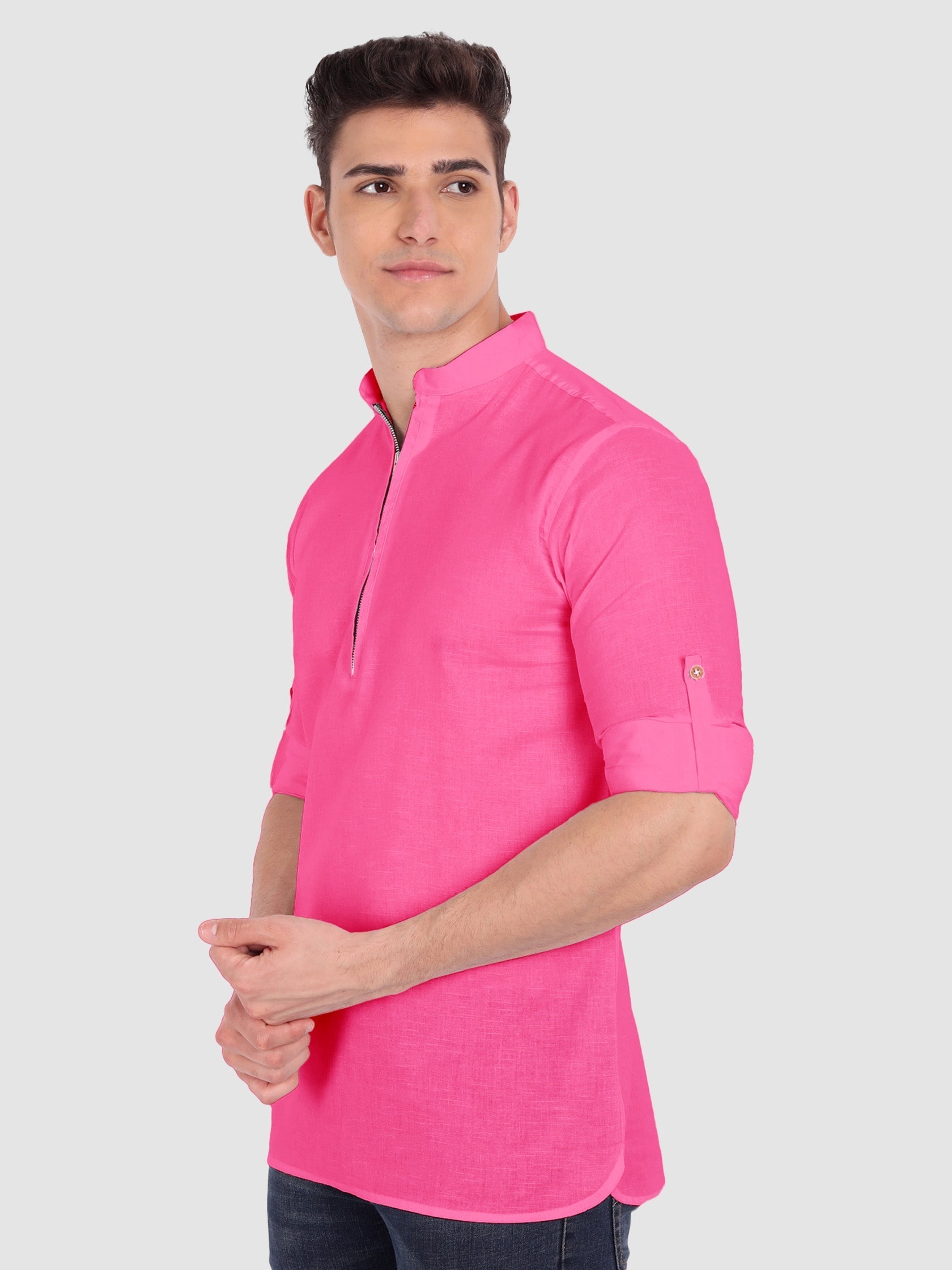 Mens Casual ZIP Style Full Sleeve Cotton Kurta