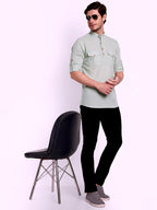 Mens Casual Slim Fit Full Sleeve Double Pocket Cotton Trendy Kurta