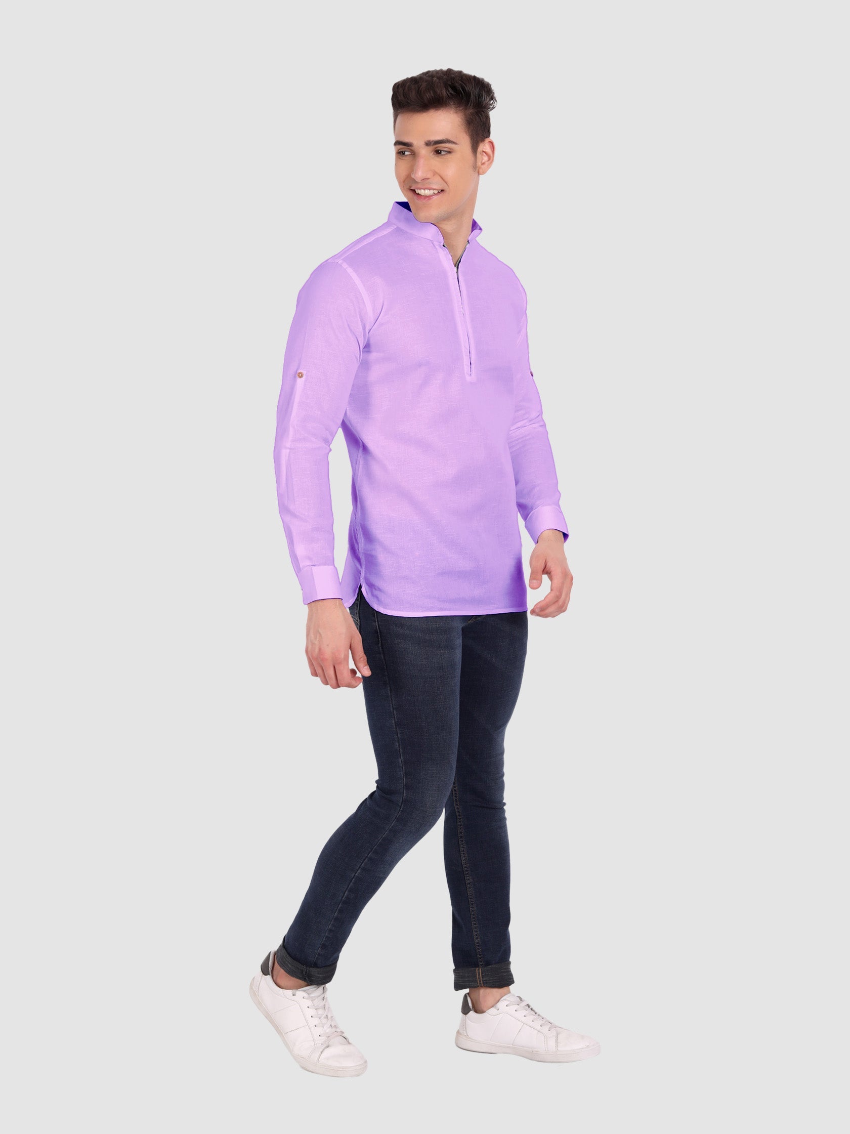 Mens Casual ZIP Style Full Sleeve Cotton Kurta