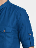 Mens Casual Slim Fit Full Sleeve Double Pocket Cotton Trendy Kurta