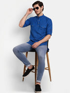 Mens Casual Slim Fit Full Sleeve Double Pocket Cotton Trendy Kurta