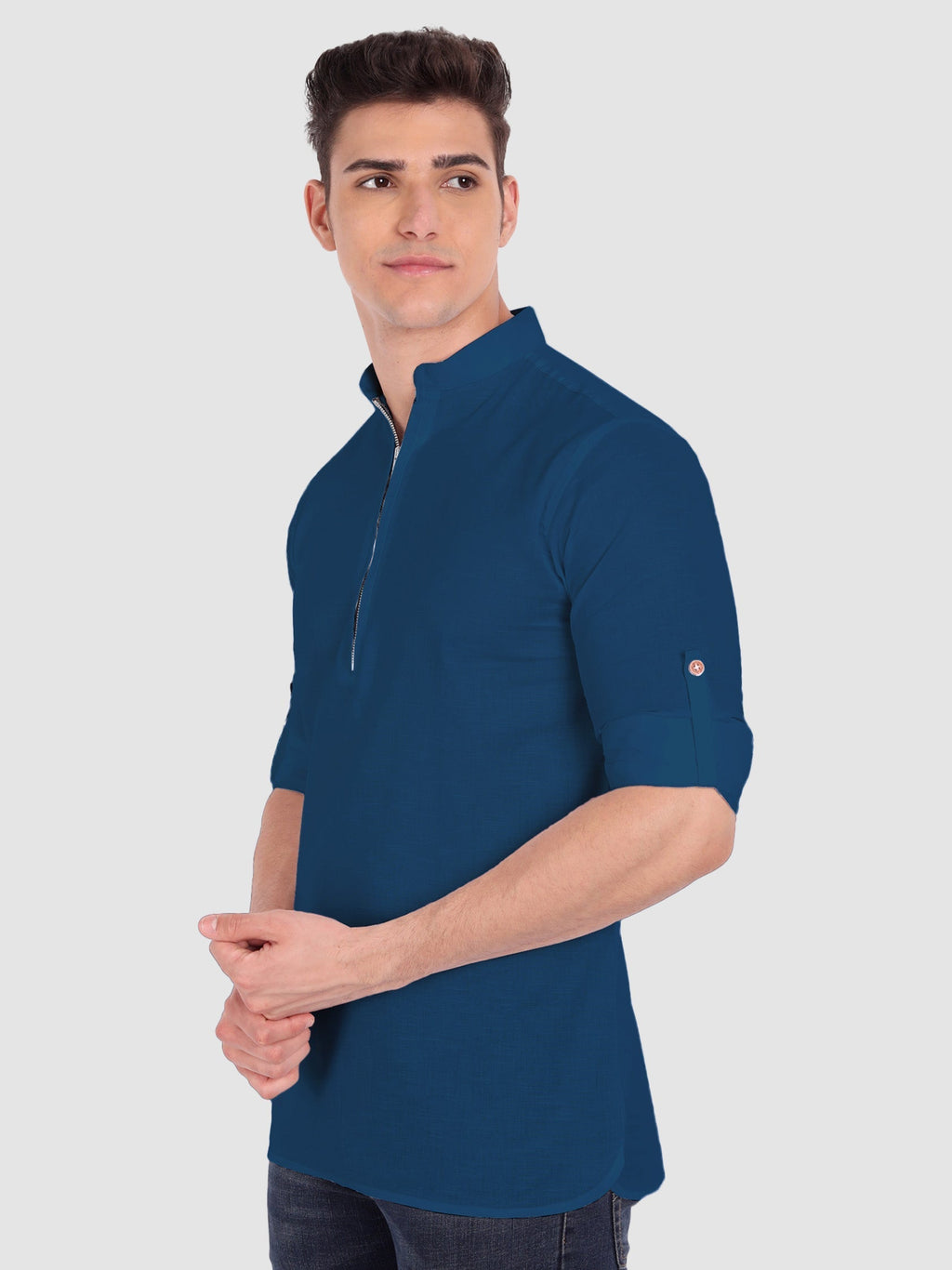 Mens Casual ZIP Style Full Sleeve Cotton Kurta