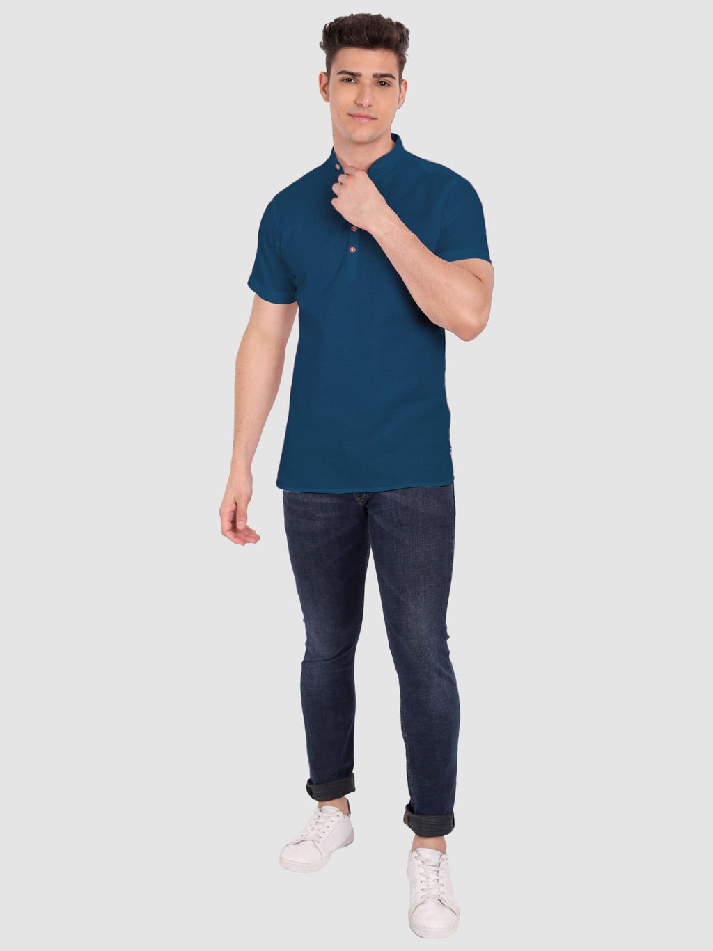 Mens Half Sleeve Casual Cotton Kurta