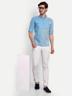Mens Casual Slim Fit Full Sleeve Double Pocket Cotton Trendy Kurta