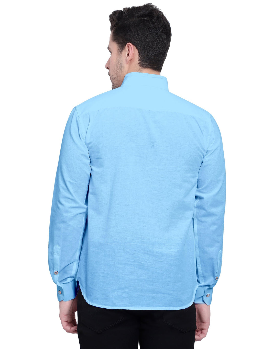 Mens Casual Slim Fit Full Sleeve Double Pocket Cotton Kurta