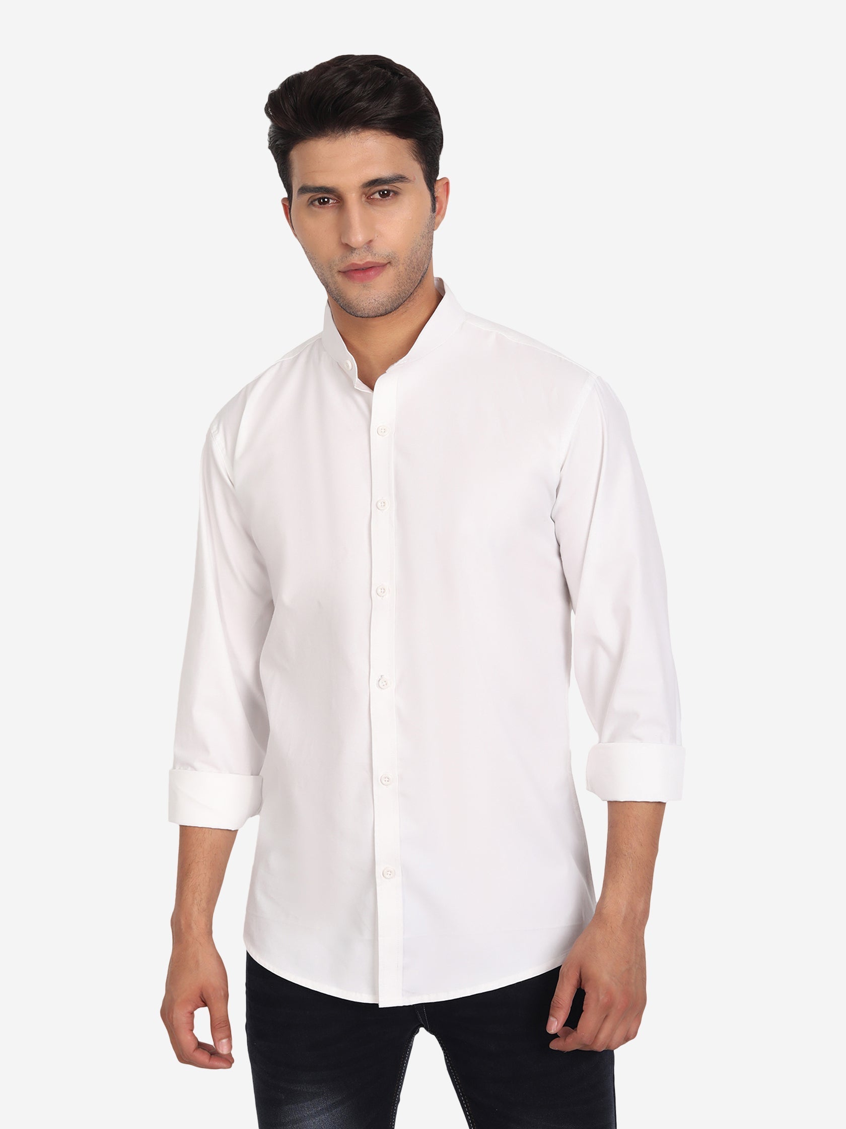 Men Pure Cotton Mandarin Collar Casual Shirt Main image