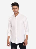 Men Pure Cotton Mandarin Collar Casual Shirt