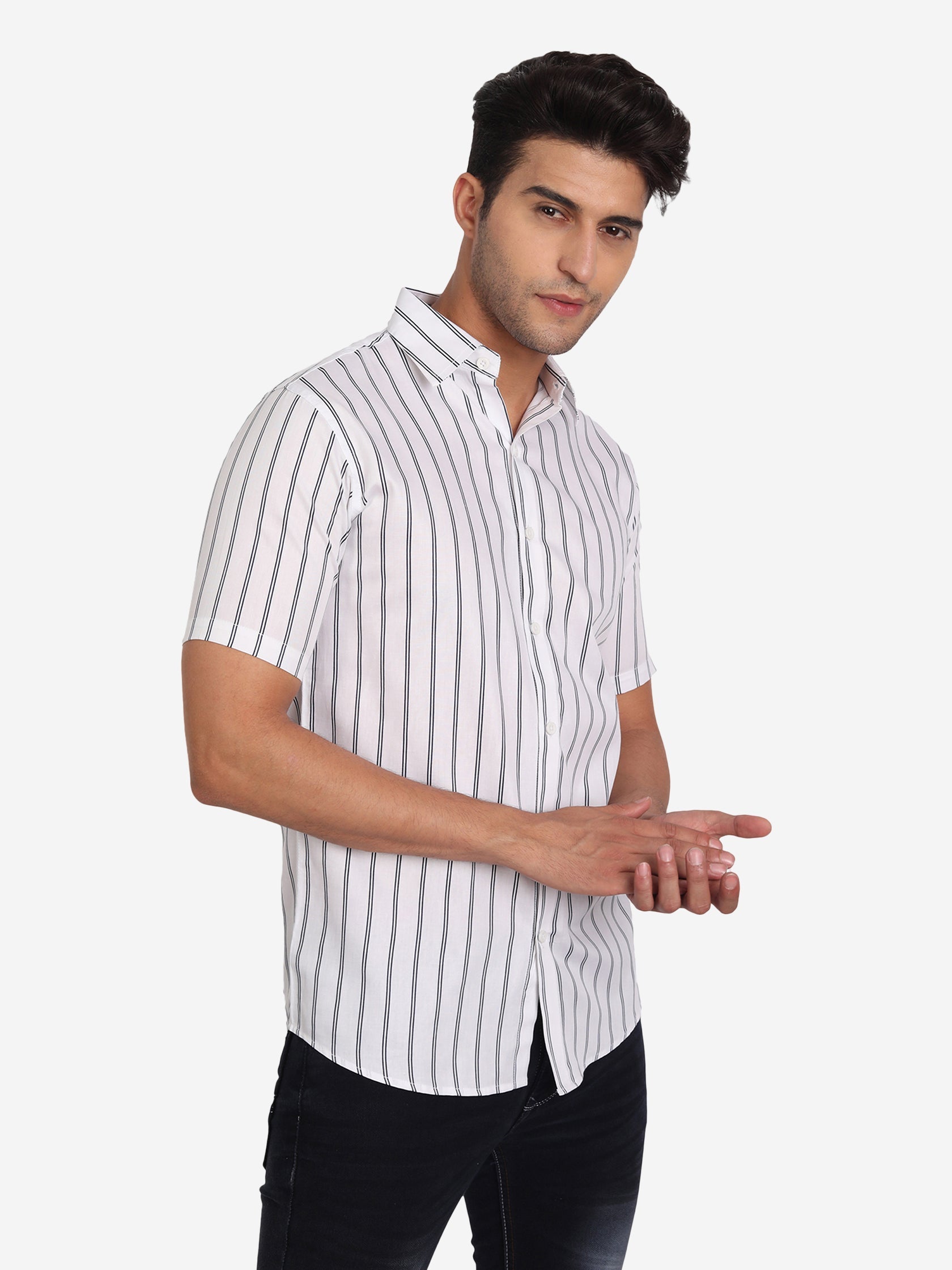 Mens Double Strip Half Sleeve Shirt