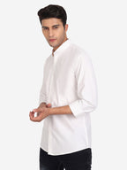 Men Pure Cotton Mandarin Collar Casual Shirt