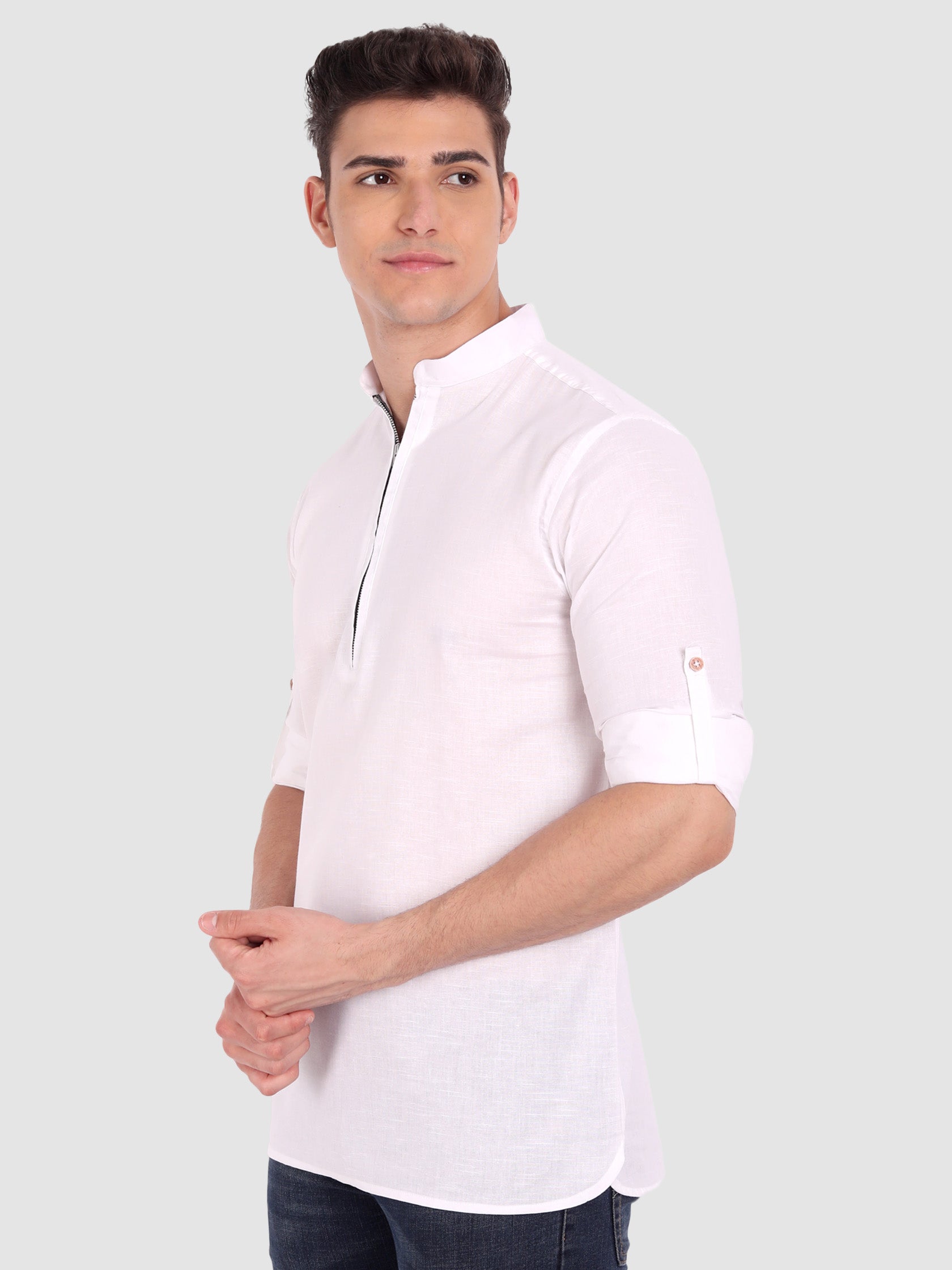Mens Casual ZIP Style Full Sleeve Cotton Kurta