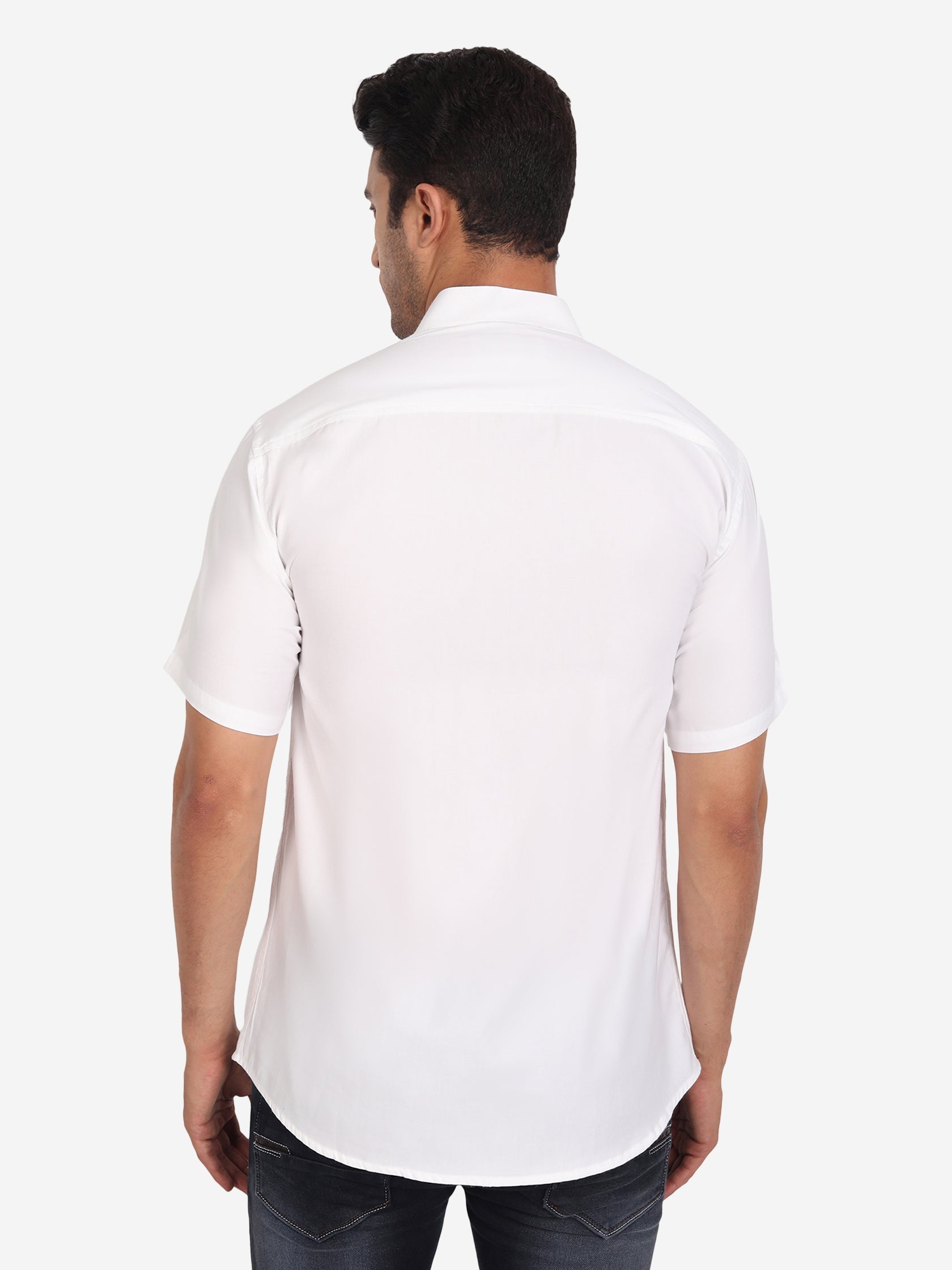 Men Pure Cotton Mandarin Collar Casual Half Sleeve Shirt