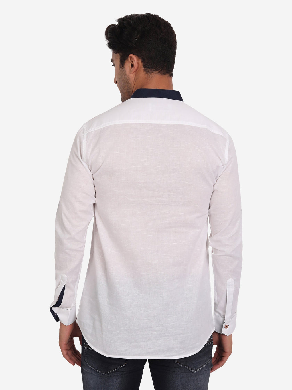 Men Slim Fit Contrast Collar Kurta